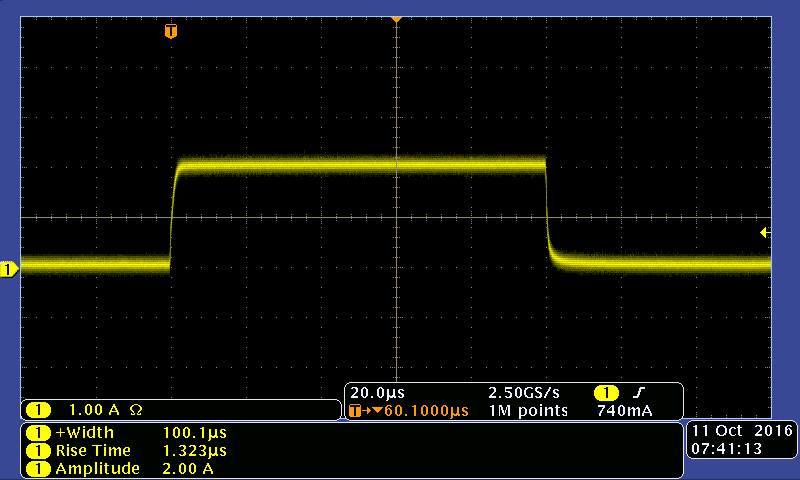 Vektrex Precision Pulsed Current Source 2A 37.6V current pulse 100uS pulse width 1320ns rise time