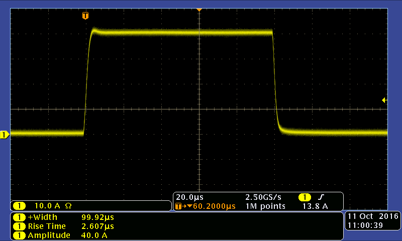 Vektrex Precision Pulsed Current Source 40A 43.1V current pulse 100uS pulse width 2600ns rise time