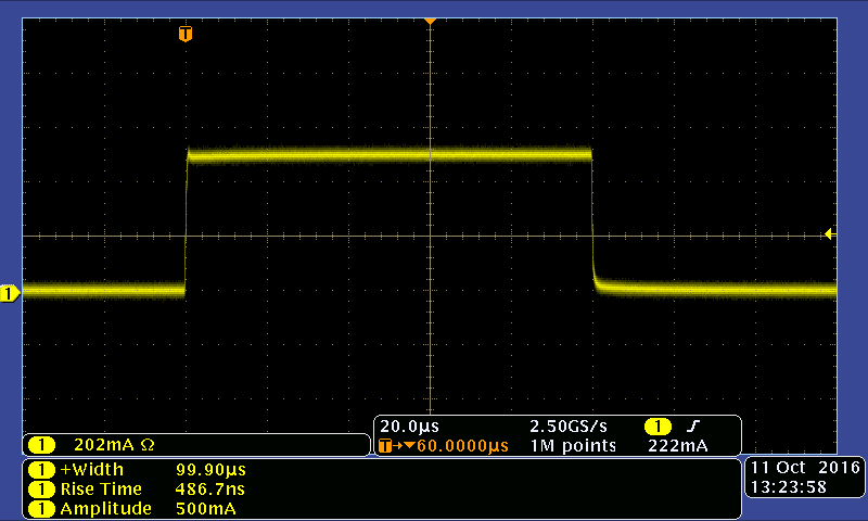 Vektrex Precision Pulsed Current Source 500mA 31.4V current pulse 100uS pulse width 486.7ns rise time