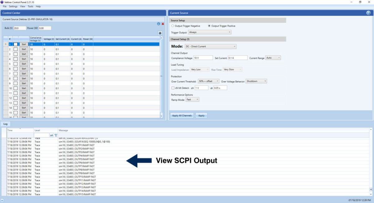 "View SCPI Output" Screenshot